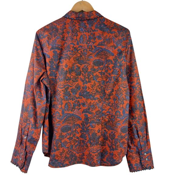 J.Crew Collection SZ 18 Scallop-Ruffle Perfect Shirt in Ratti Poinsettia Paisley - Picture 4 of 5